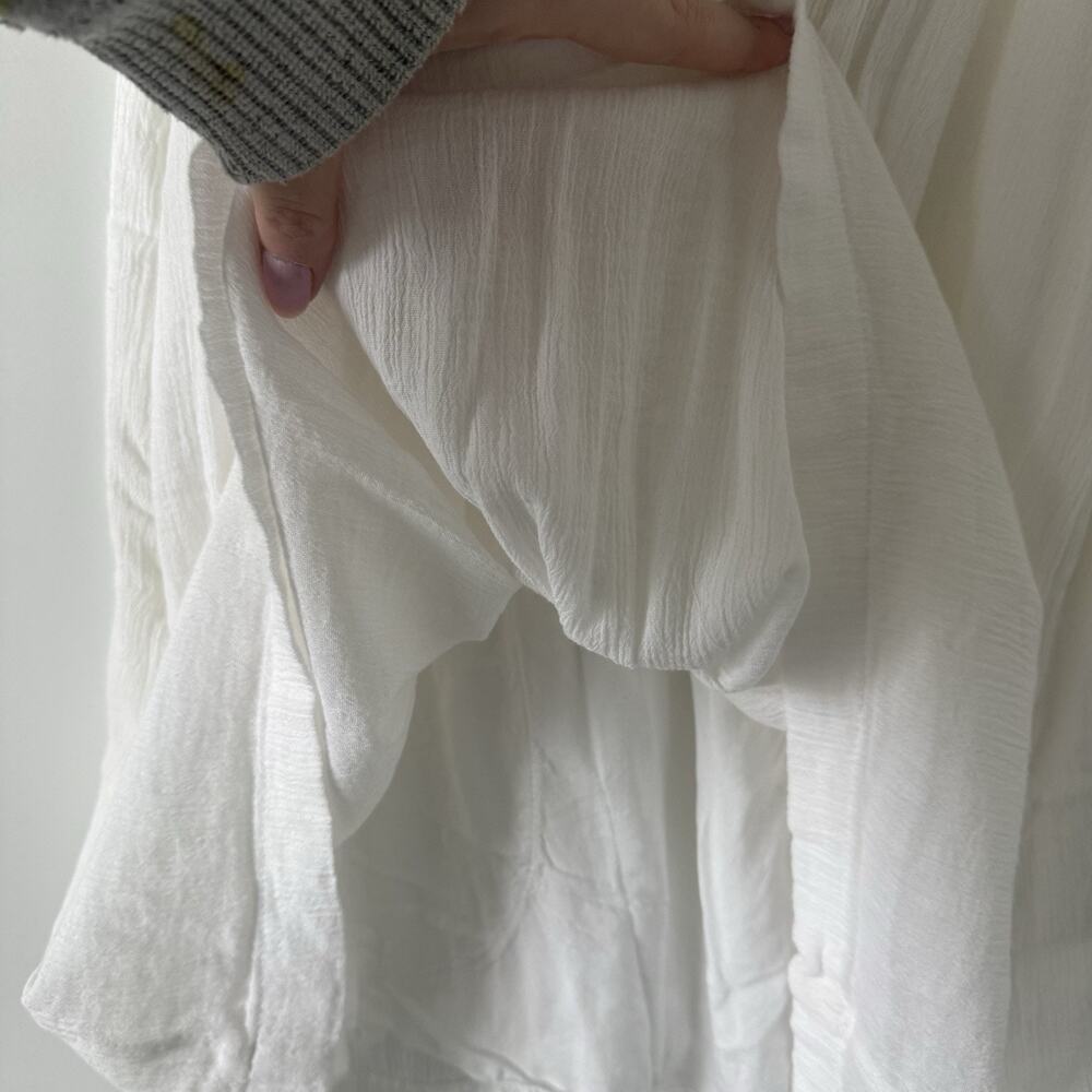Abercrombie & Fitch Embroidered Floral Gauze Mini Dress XXSP White Boho Tassel - Picture 8 of 9